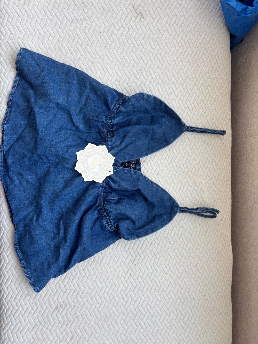 Denim Blue Spaghetti Strap Crop Top